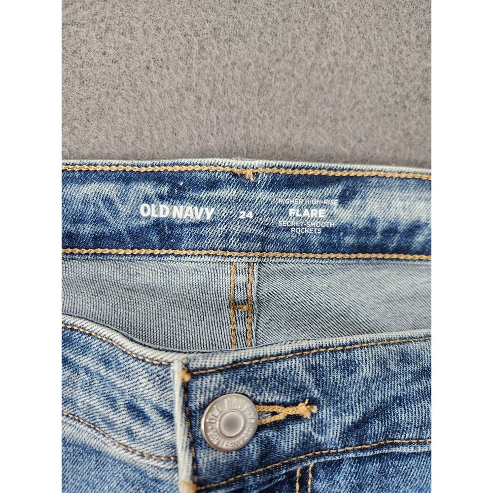 Old Navy Higher High-Rise Flare Jeans Plus Sz 24 Blue Denim Boho Festival NWT - Picture 7 of 13